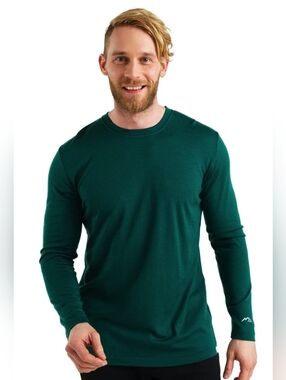Merino‎ Tech Lite Men's Forest Green Long-Sleeve Crewneck